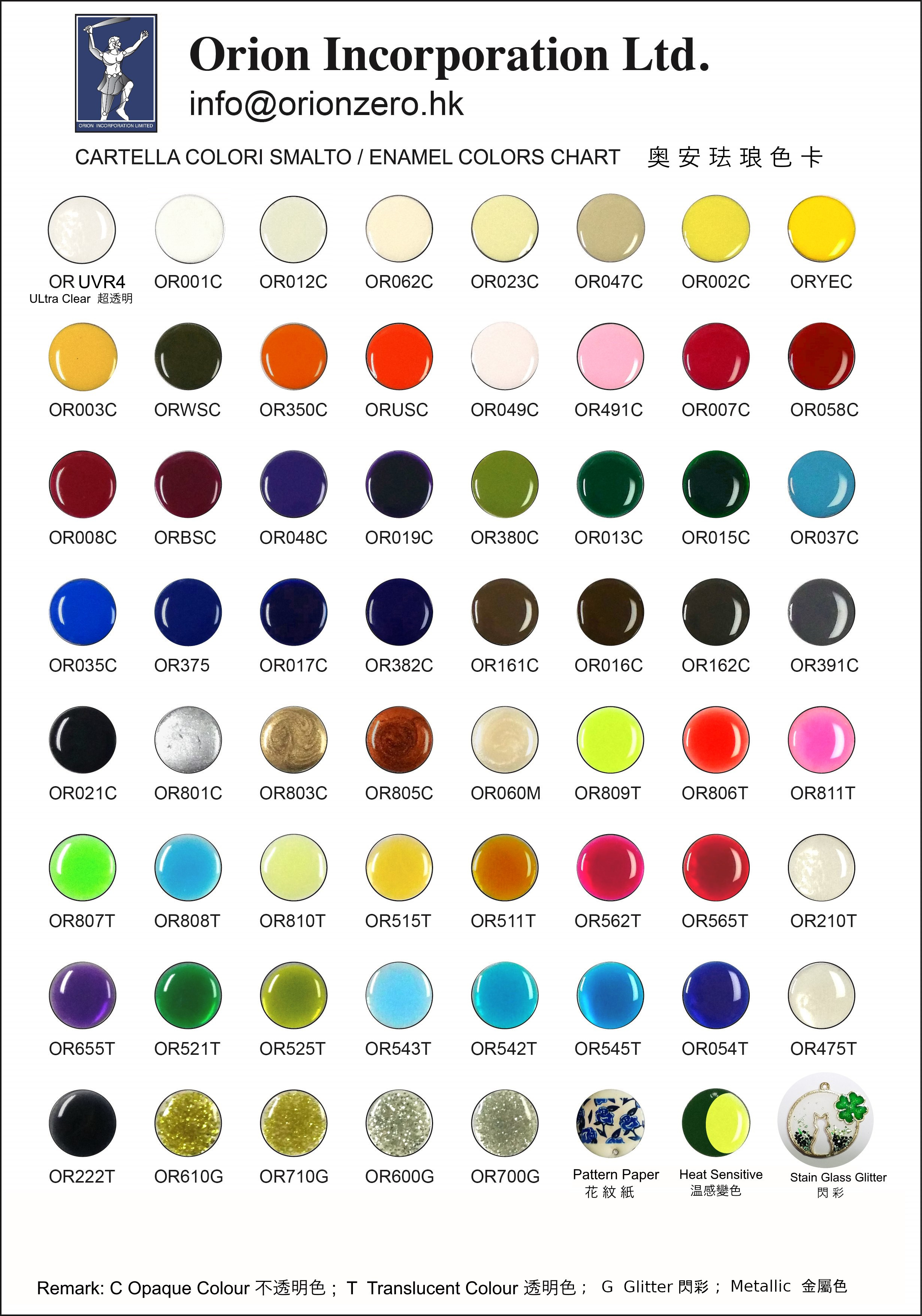 enamel color chart